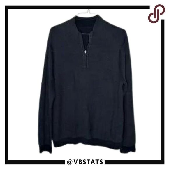 Tommy Bahama Large Charcoal / Black Long Sleeve 1/4 Zip Reversible Top - Picture 1 of 6
